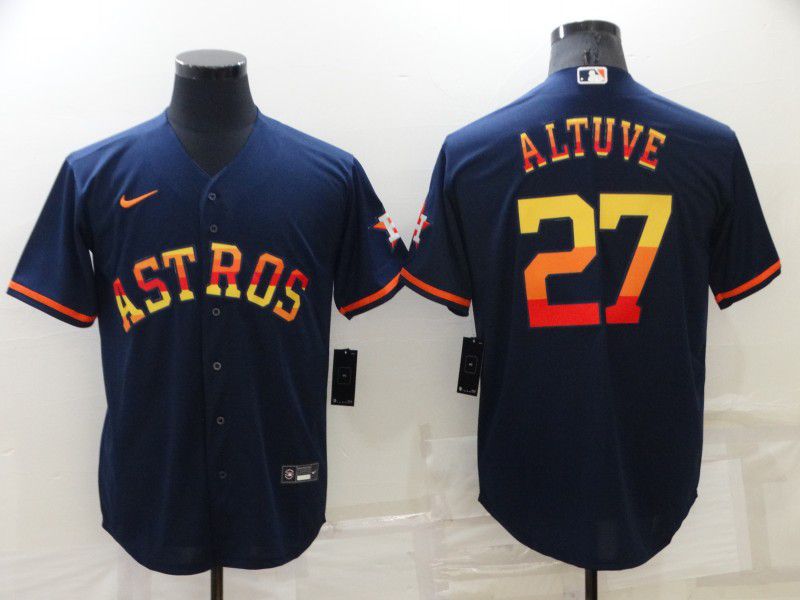 Men Houston Astros #27 Altuve Blue Rainbow Edition Game Nike 2022 MLB Jerseys